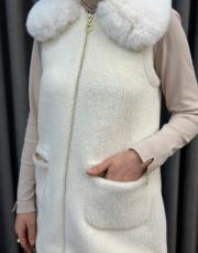 beyaz 7951 belle kürk detaylı angora yelek 5