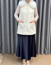 beyaz 7951 belle kürk detaylı angora yelek 6