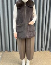 kahve 7951 belle kürk detaylı angora yelek 6