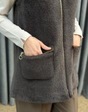 kahve 7951 belle kürk detaylı angora yelek 7