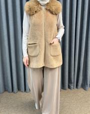 vizon 7951 belle kürk detaylı angora yelek 4