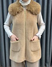 vizon 7951 belle kürk detaylı angora yelek 5