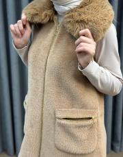 vizon 7951 belle kürk detaylı angora yelek 7