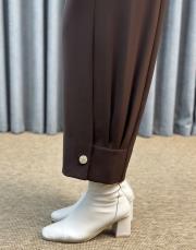 kahve sz 5626 sentez venüs paçası pileli düğmeli pantolon 4