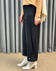 siyah sz 5626 sentez venüs paçası pileli düğmeli pantolon 2