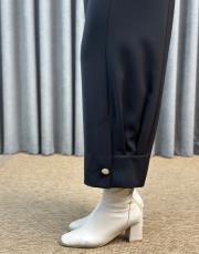 siyah sz 5626 sentez venüs paçası pileli düğmeli pantolon 3