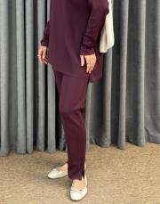 bordo 01353 nuss çelik örgü merserize pantolon