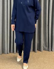 lacivert 01353 nuss çelik örgü merserize pantolon 3