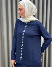 lacivert 01351 nuss triko bluz