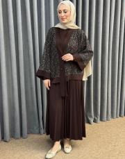 kahve 6580 qashe üçlü etekli takım