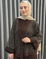 kahve 6580 qashe üçlü etekli takım 2