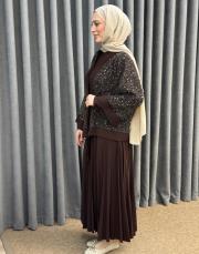 kahve 6580 qashe üçlü etekli takım 3