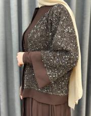 kahve 6580 qashe üçlü etekli takım 6