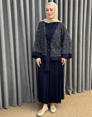 lacivert 6580 qashe üçlü etekli takım