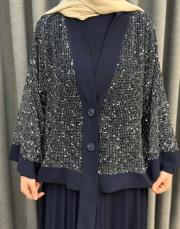 lacivert 6580 qashe üçlü etekli takım 6