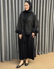 siyah 6580 qashe üçlü etekli takım