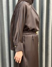 kahve 5191 missemramiss midnight silk elbise 5