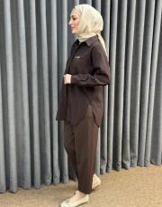 kahve 5292 missemramiss sunshine gömlek 3