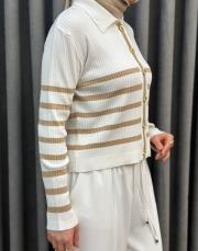 ekru bej 5307 misssemramiss belli noir hırka 5