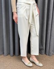 ekru 5291 missemramiss kuşaklı havuç pantolon 4