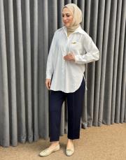 lacivert 5291 missemramiss kuşaklı havuç pantolon 4