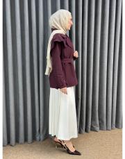 beyaz sz 5491 sentez rozie yanı fermuarlı kloş etek 5