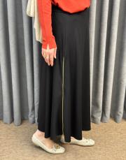 siyah sz 5491 sentez rozie yanı fermuarlı kloş etek