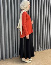 siyah sz 5491 sentez rozie yanı fermuarlı kloş etek 2