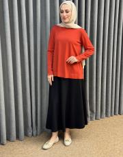 siyah sz 5491 sentez rozie yanı fermuarlı kloş etek 3