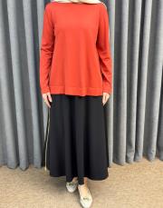 siyah sz 5491 sentez rozie yanı fermuarlı kloş etek 4