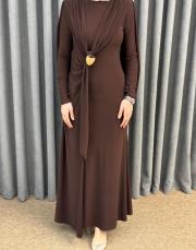 kahve 6539 qashe elbise 4