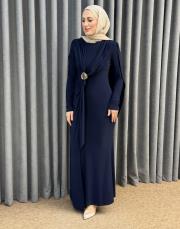 lacivert 6539 qashe elbise