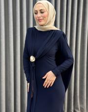 lacivert 6539 qashe elbise 3