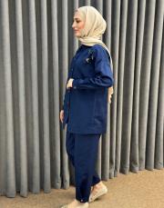 lacivert 5138 missemramiss ricamo pesce takım 3