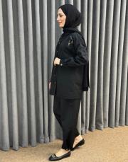 siyah 5138 missemramiss ricamo pesce takım 3