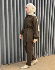 kahve 5283 missemramiss nakışlı kemerli takım 4