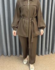 kahve 5283 missemramiss nakışlı kemerli takım 5