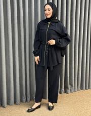 siyah 5283 missemramiss nakışlı kemerli takım