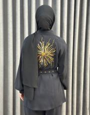 siyah 5283 missemramiss nakışlı kemerli takım 4