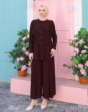 kahve 4252 degaje tunikli sandy takım