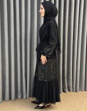 siyah 0026 essahra royal üçlü abaya takım 3
