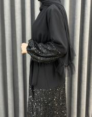 siyah 0026 essahra royal üçlü abaya takım 6