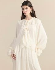 ekru 8218 ahel yaka kol volanlı şifon takım 2