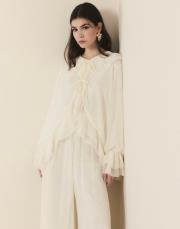 ekru 8218 ahel yaka kol volanlı şifon takım 3