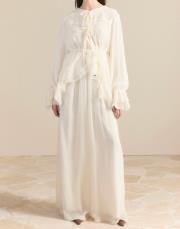 ekru 8218 ahel yaka kol volanlı şifon takım 4