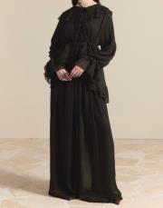 kahve 8218 ahel yaka kol volanlı şifon takım 4