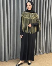 gold siyah 9765 ithal boncuk işlemeli yaka 2