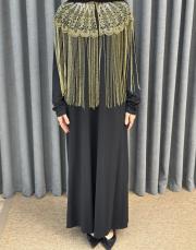 gold siyah 9765 ithal boncuk işlemeli yaka 5