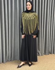 siyah altın 9765 ithal boncuk işlemeli yaka 2