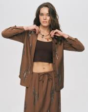 kahve 34771 ışıltı payetli işlemeli takım 4